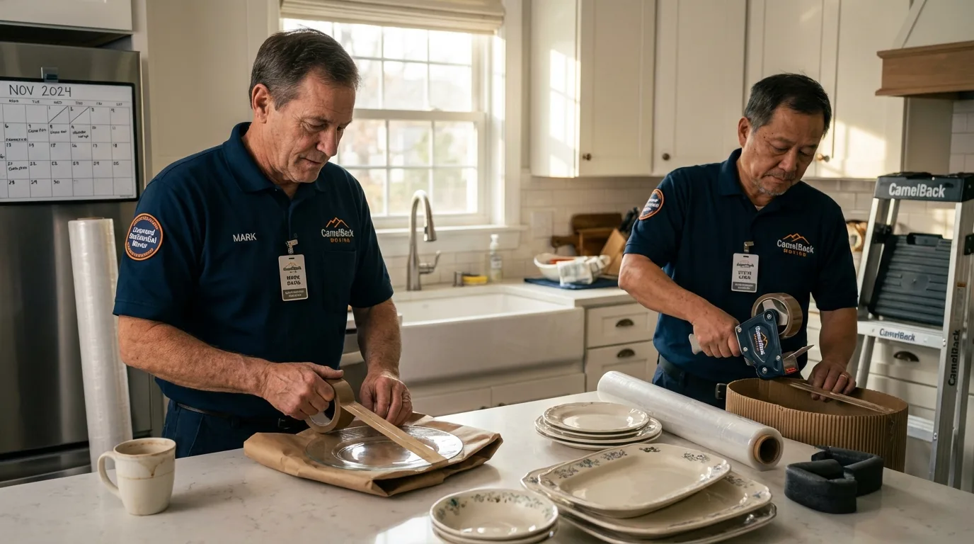 Professional crew packing kitchen dishware in Sunland, CA